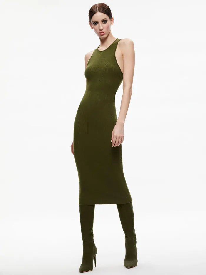 Womens Dresses Alice Olivia Wright Tie Back Dress Olive