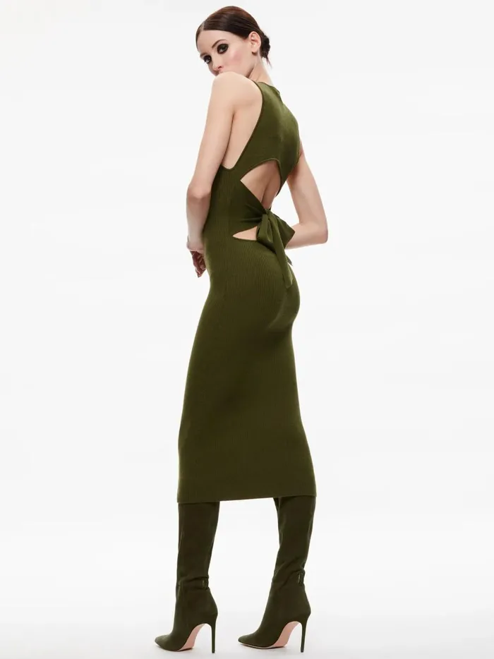 Womens Dresses Alice Olivia Wright Tie Back Dress Olive
