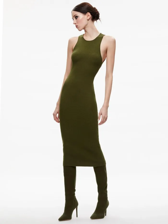 Womens Dresses Alice Olivia Wright Tie Back Dress Olive