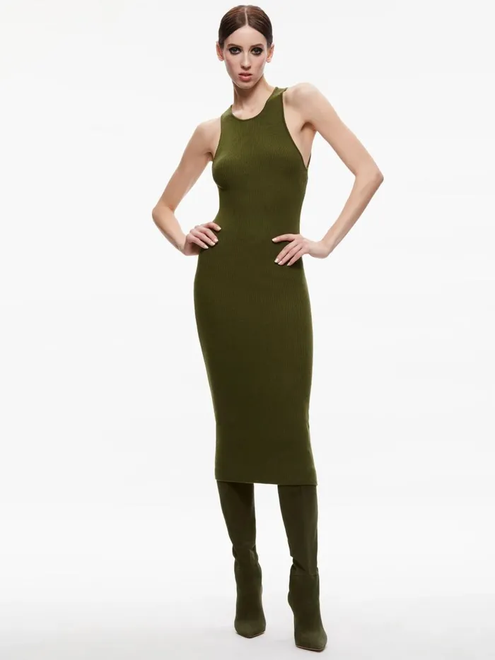 Womens Dresses Alice Olivia Wright Tie Back Dress Olive