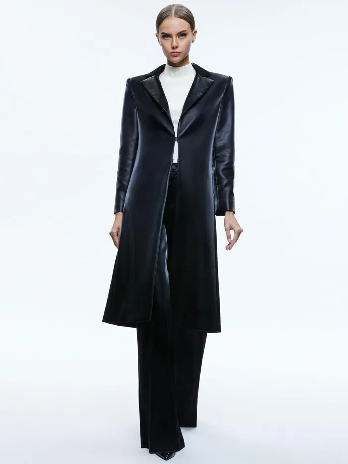 Womens Jackets Coats Alice Olivia Mya Vegan Leather Long Blazer Black