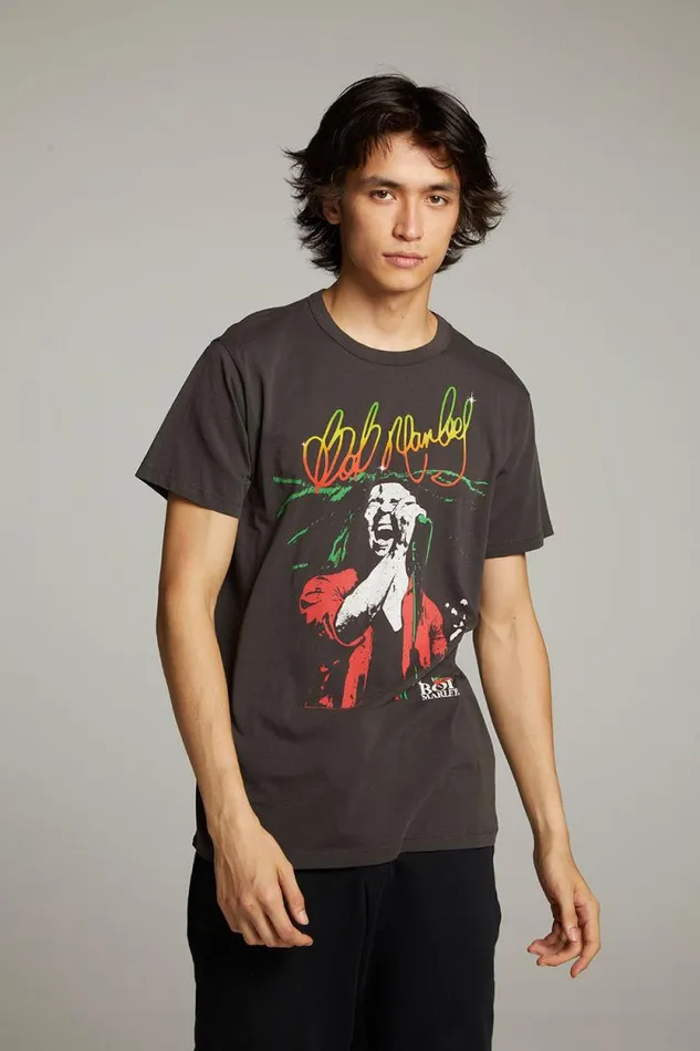 WomensMens Chaser Brand Music Bob Marley Live On Stage Crew Neck Tee