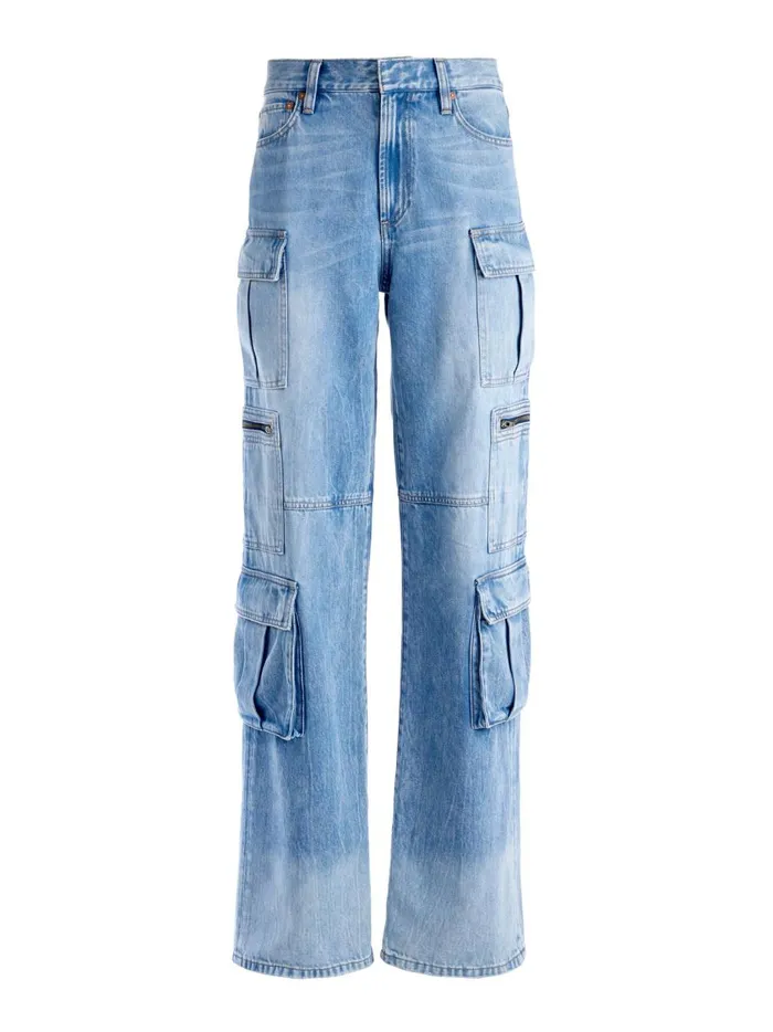 Womens Pants Alice Olivia Cay Baggy Cargo Jeans Brea Blue