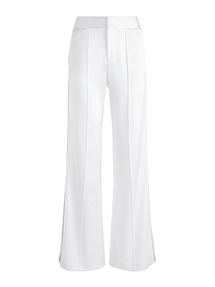 Womens Pants Alice Olivia Dylan Pant With Crystal Trim White