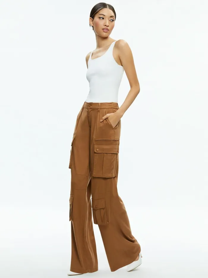 Womens Pants Alice Olivia Joette Cargo Pant Camel