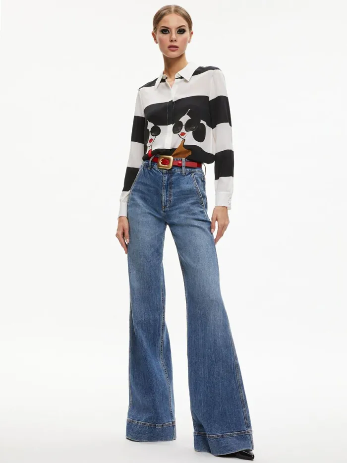 Womens Pants Alice Olivia Missa High Rise Wide Leg Jean Brooklyn Blue