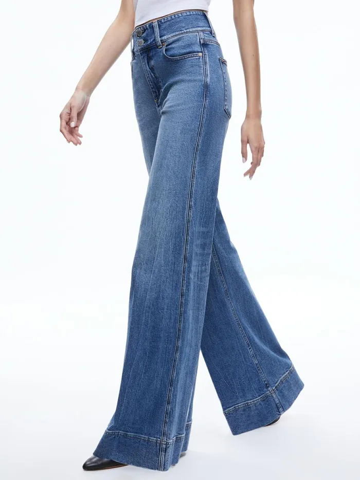 Womens Pants Alice Olivia Missa High Rise Wide Leg Jean Brooklyn Blue