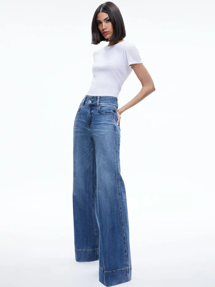 Womens Pants Alice Olivia Missa High Rise Wide Leg Jean Brooklyn Blue