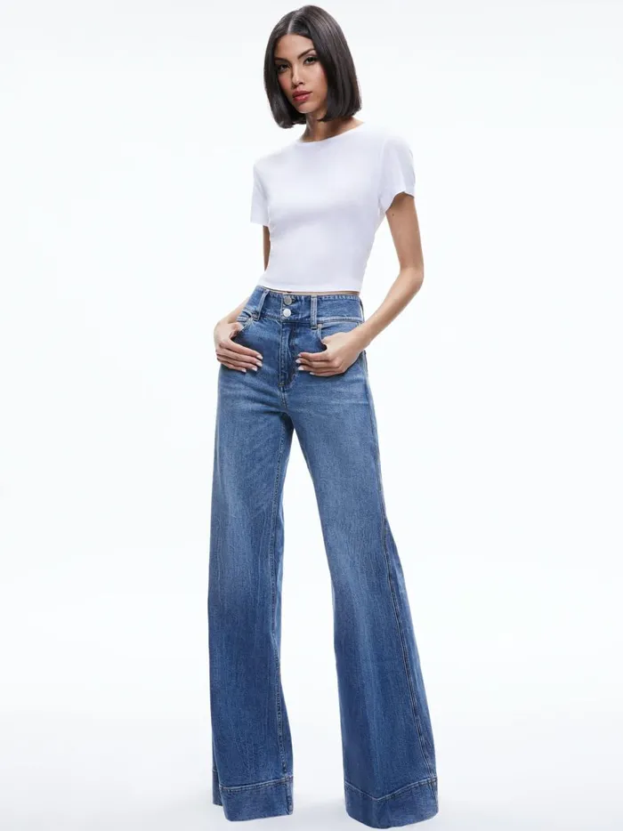 Womens Pants Alice Olivia Missa High Rise Wide Leg Jean Brooklyn Blue
