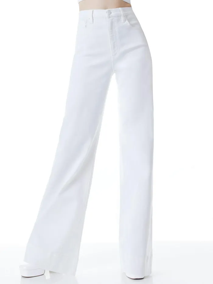 Womens Pants Alice Olivia Sofia High Rise Boyfriend Jean White