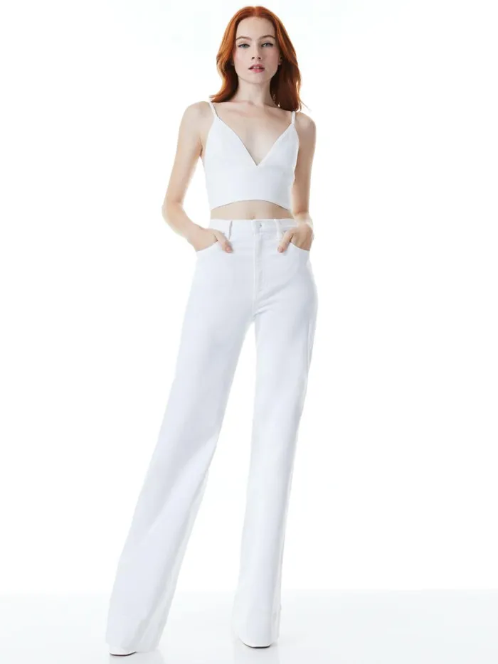 Womens Pants Alice Olivia Sofia High Rise Boyfriend Jean White