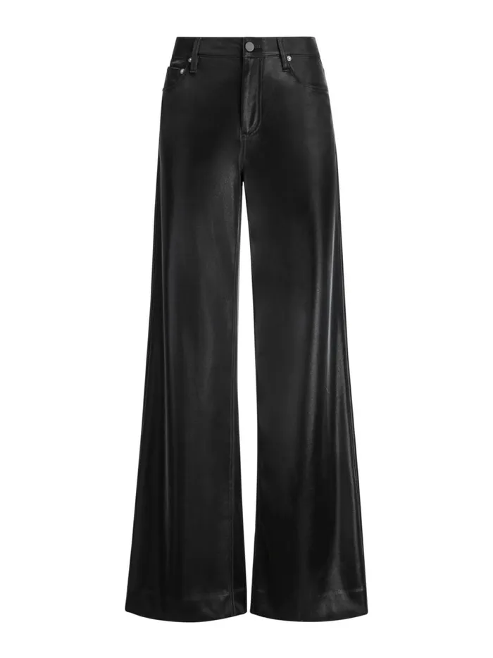 Womens Pants Alice Olivia Trish Shiny Vegan Leather Baggy Pant Black