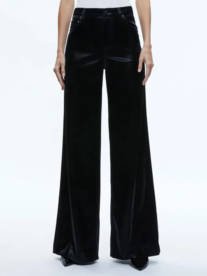 Womens Pants Alice Olivia Trish Shiny Vegan Leather Baggy Pant Black