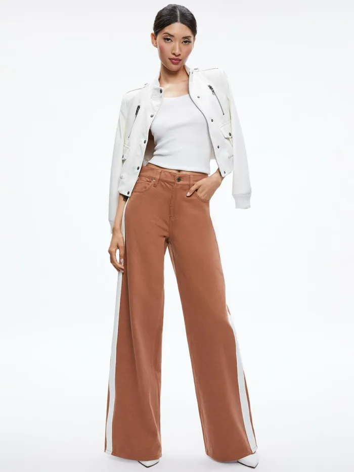 Womens Pants Alice Olivia Trish Side Stripe Jean Camel