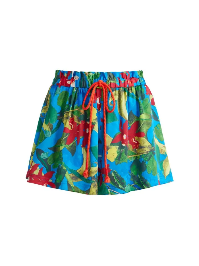 Womens Shorts Alice Olivia Alaine Short With Drawstring Waist Tropical Sunrise Sapphire Womens Shorts Alice Olivia Alaine Short With Drawstring Waist Tropical Sunrise Sapphire