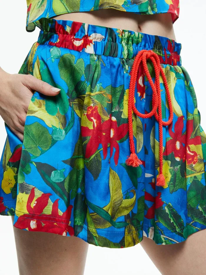 Womens Shorts Alice Olivia Alaine Short With Drawstring Waist Tropical Sunrise Sapphire