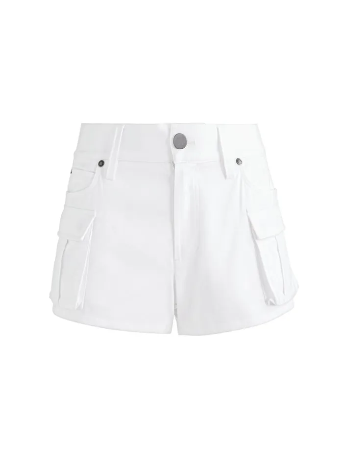 Womens Shorts Alice Olivia Cay Low Rise Cargo Short White
