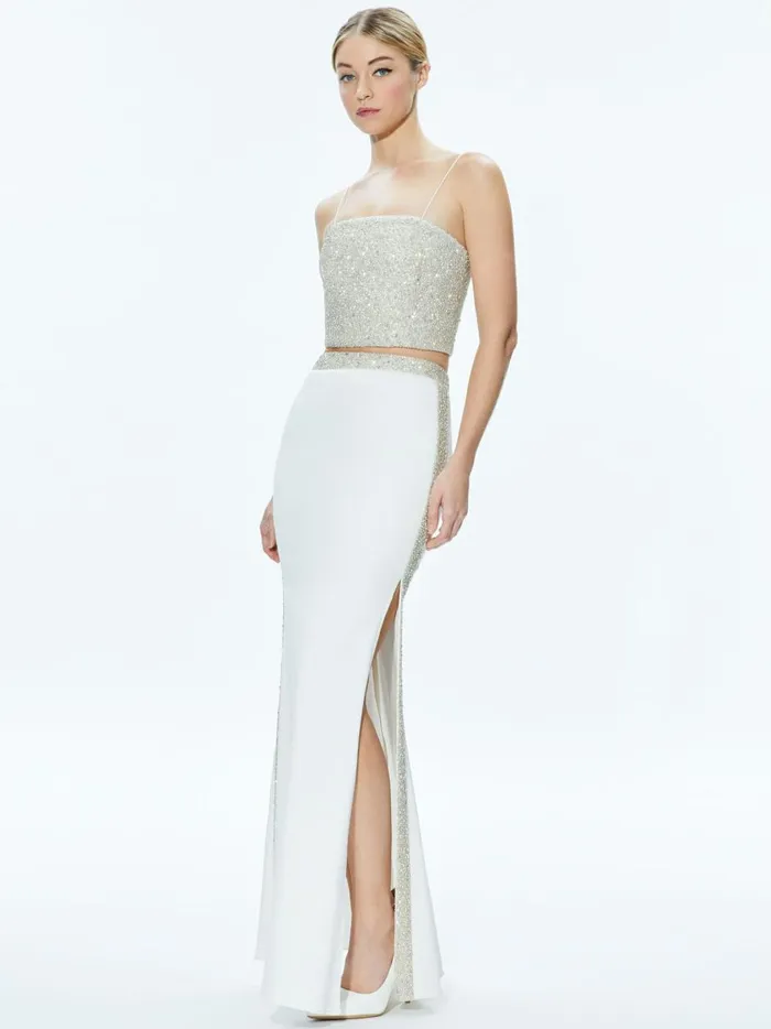 Womens Skirts Alice Olivia Marilynn Embellished Maxi Skirt Off White