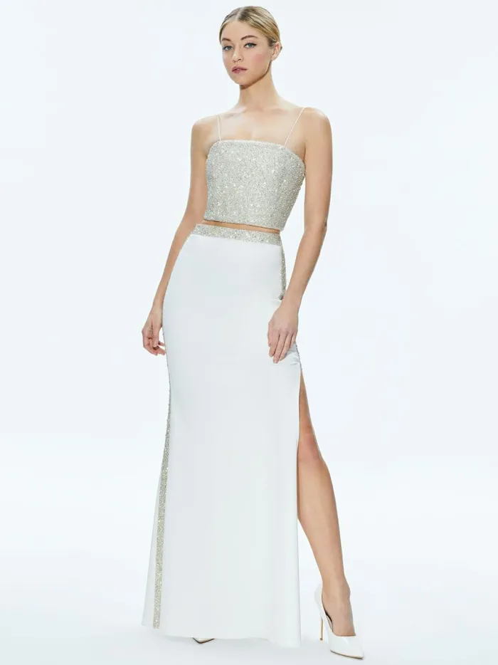 Womens Skirts Alice Olivia Marilynn Embellished Maxi Skirt Off White
