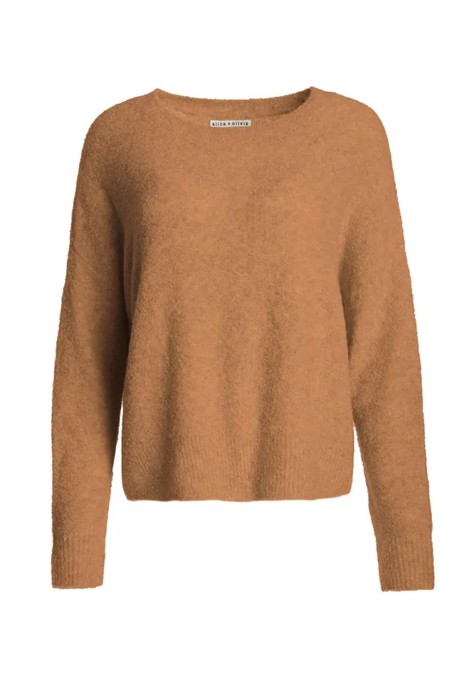 Womens Sweaters Alice Olivia Roma Oversized Pullover Camel