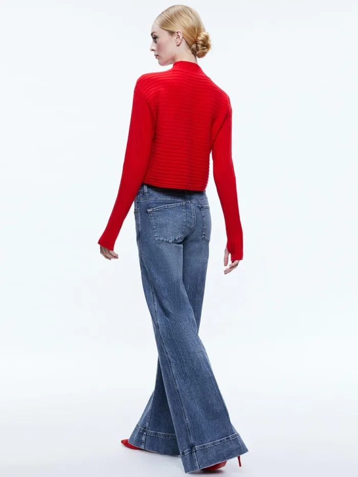 Womens Sweaters Alice Olivia Tavill Mock Neck Pullover Perfect Ruby