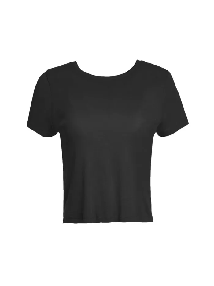 Womens Tops Alice Olivia Cindy Classic Cropped Tee Black