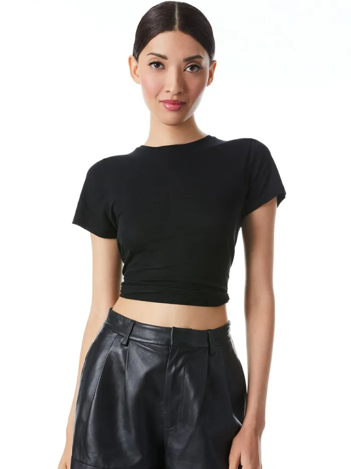 Womens Tops Alice Olivia Cindy Classic Cropped Tee Black