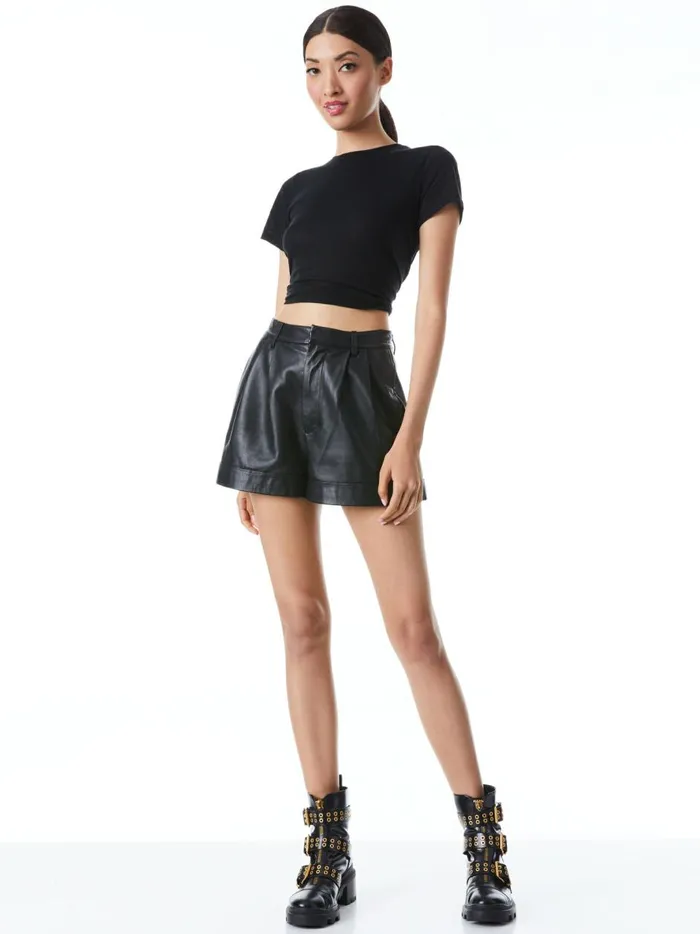 Womens Tops Alice Olivia Cindy Classic Cropped Tee Black