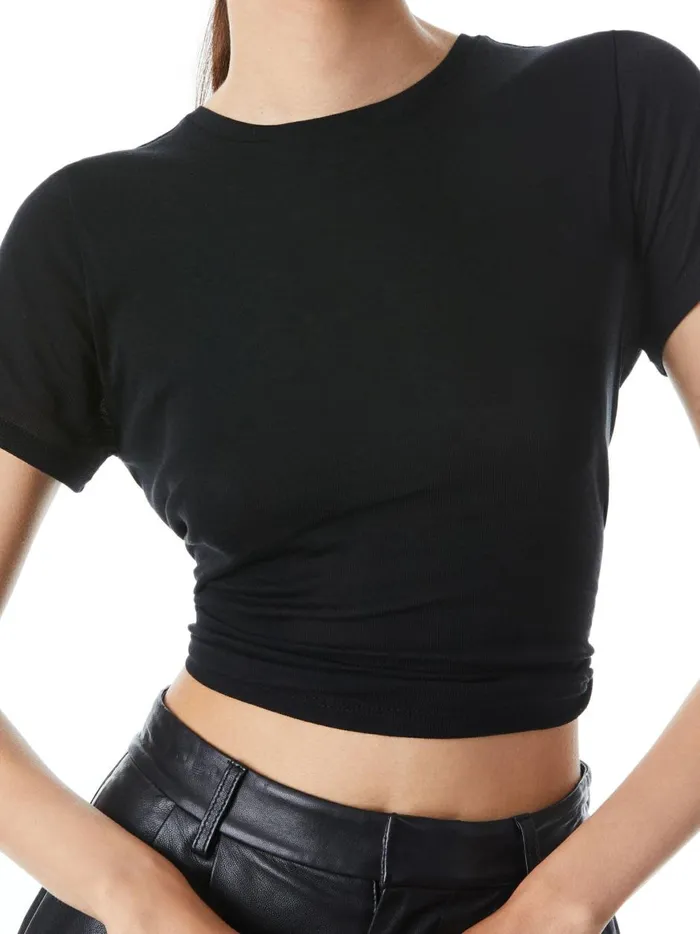 Womens Tops Alice Olivia Cindy Classic Cropped Tee Black