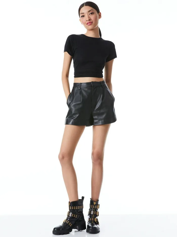 Womens Tops Alice Olivia Cindy Classic Cropped Tee Black