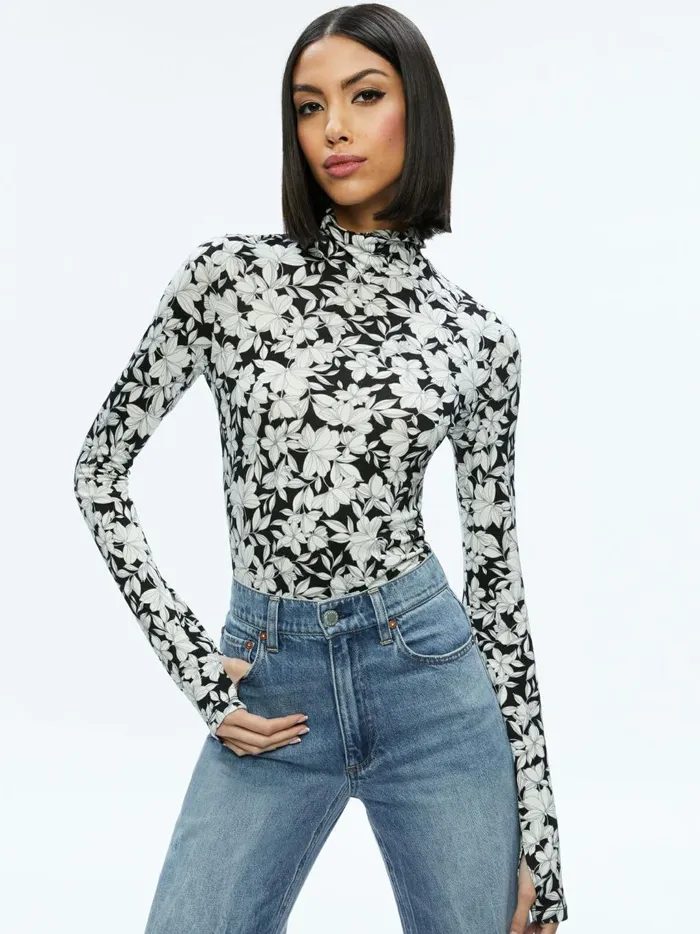 Womens Tops Alice Olivia Delaina Turtleneck Top Homeroom Floral
