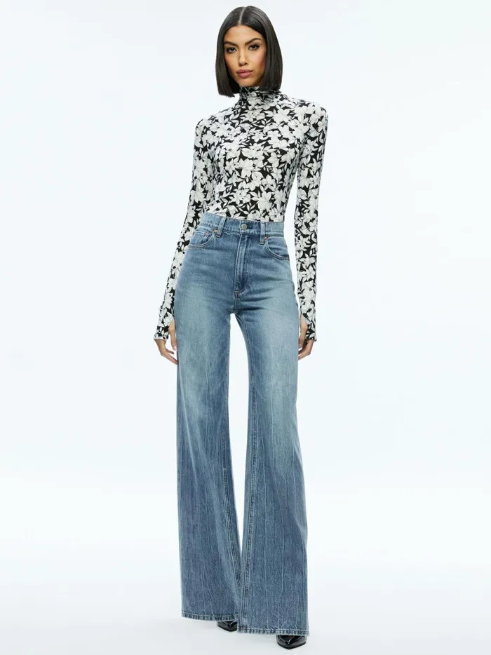 Womens Tops Alice Olivia Delaina Turtleneck Top Homeroom Floral