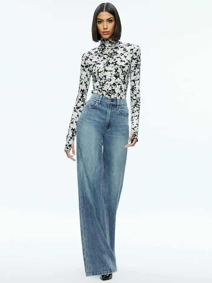 Womens Tops Alice Olivia Delaina Turtleneck Top Homeroom Floral