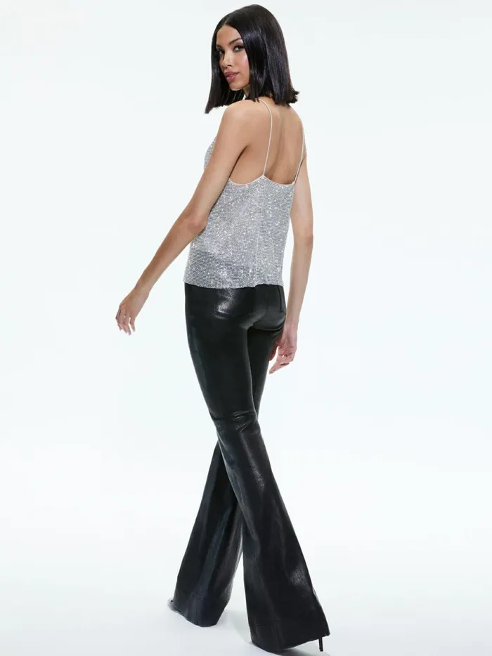 Womens Tops Alice Olivia Harmon Crystal Chainmail Slip Tank Silverchainmail