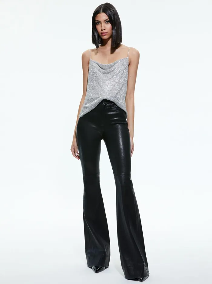 Womens Tops Alice Olivia Harmon Crystal Chainmail Slip Tank Silverchainmail