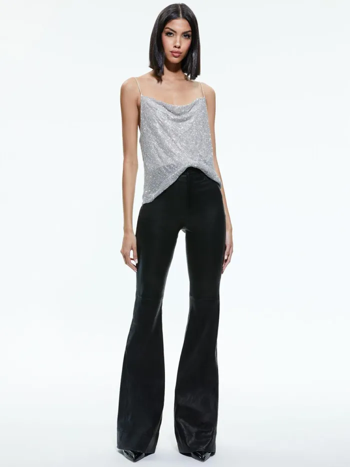 Womens Tops Alice Olivia Harmon Crystal Chainmail Slip Tank Silverchainmail