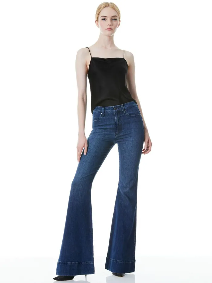 Womens Tops Alice Olivia Harmon Drapey Slip Tank Black