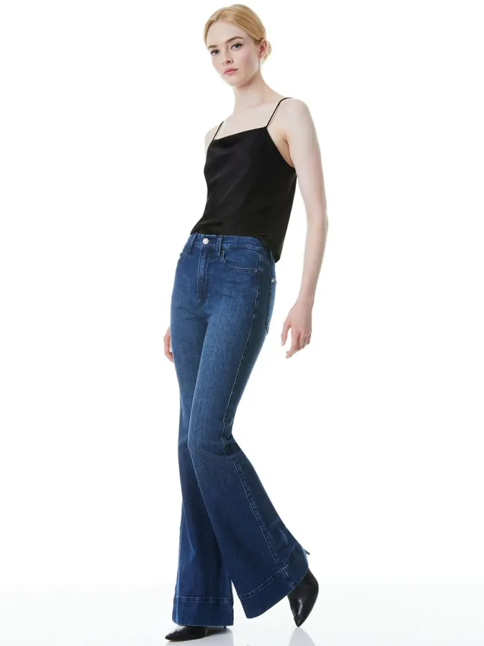 Womens Tops Alice Olivia Harmon Drapey Slip Tank Black