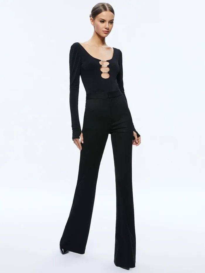 Womens Tops Alice Olivia Kalena Scoop Neck Cutout Bodysuit Black
