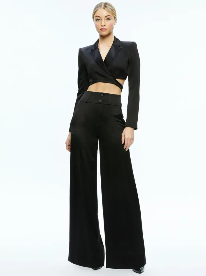 Womens Tops Alice Olivia Leone Cropped Wrap Blazer Black