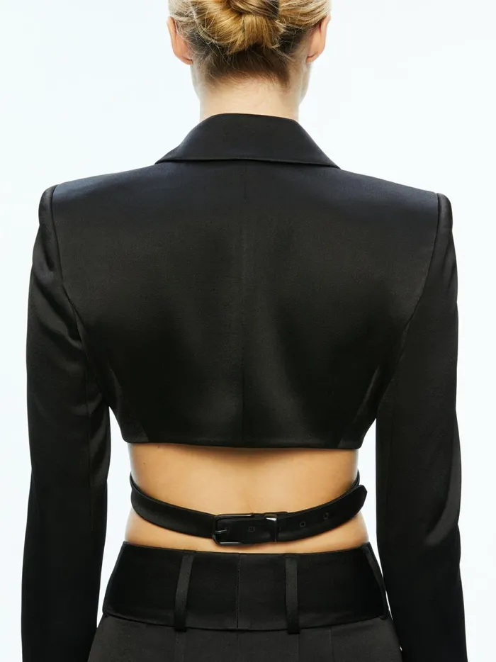 Womens Tops Alice Olivia Leone Cropped Wrap Blazer Black
