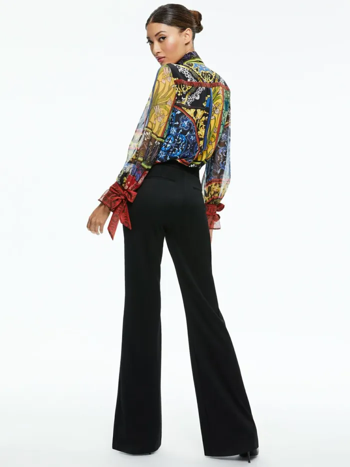 Womens Tops Alice Olivia Lloyd Tie Neck Blouse After Sunset