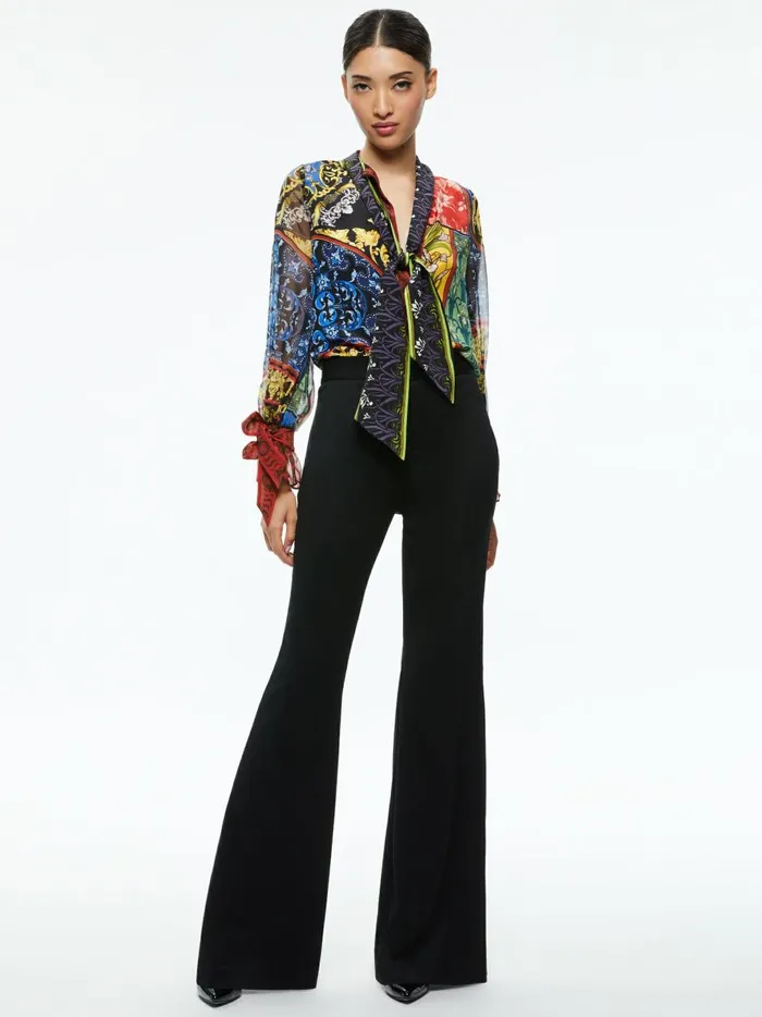 Womens Tops Alice Olivia Lloyd Tie Neck Blouse After Sunset