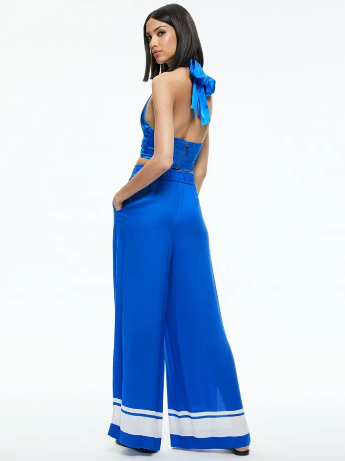 Womens Tops Alice Olivia Lonna Halter Tie Neck Crop Top Sapphire