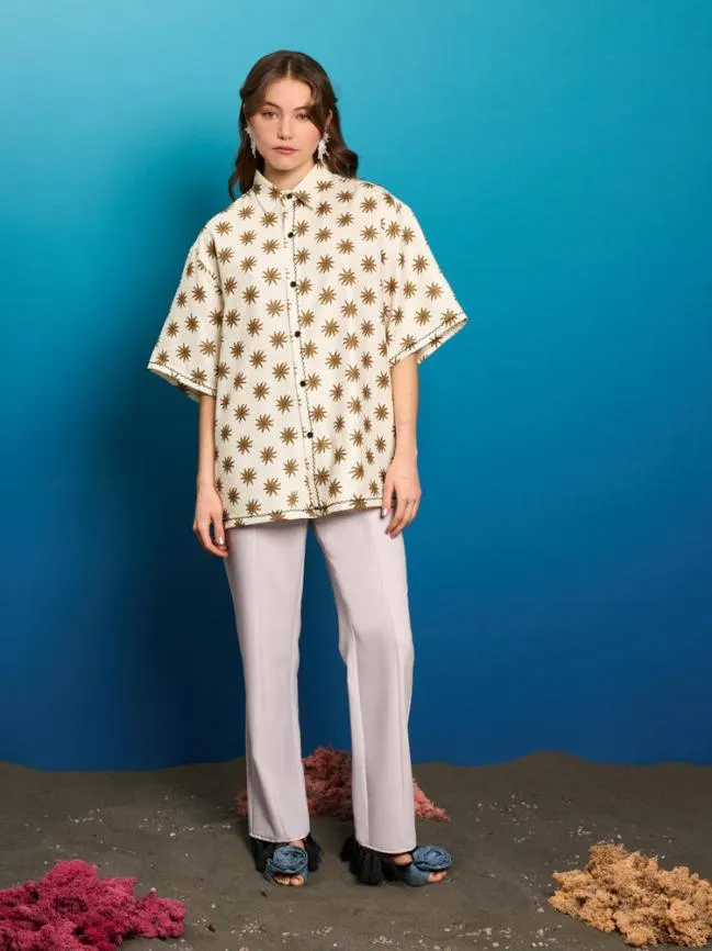 Womenswear Cameron Star Boxy Shirt Sunny White Sister Jane Womenswear Cameron Star Boxy Shirt Sunny White Sister Jane