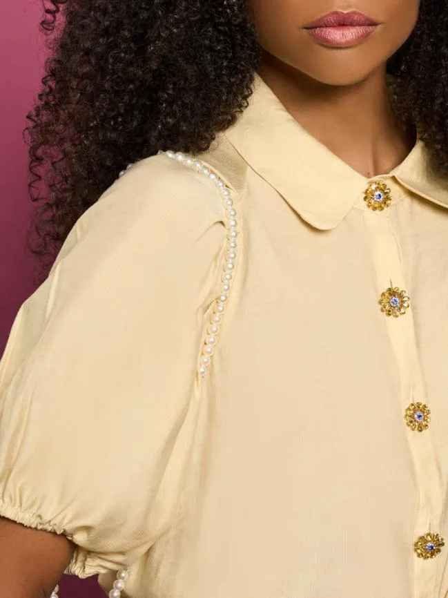 Womenswear DREAM Sand Story Embellished Shirt Pastel Yellow Sister Jane Womenswear DREAM Sand Story Embellished Shirt Pastel Yellow Sister Jane