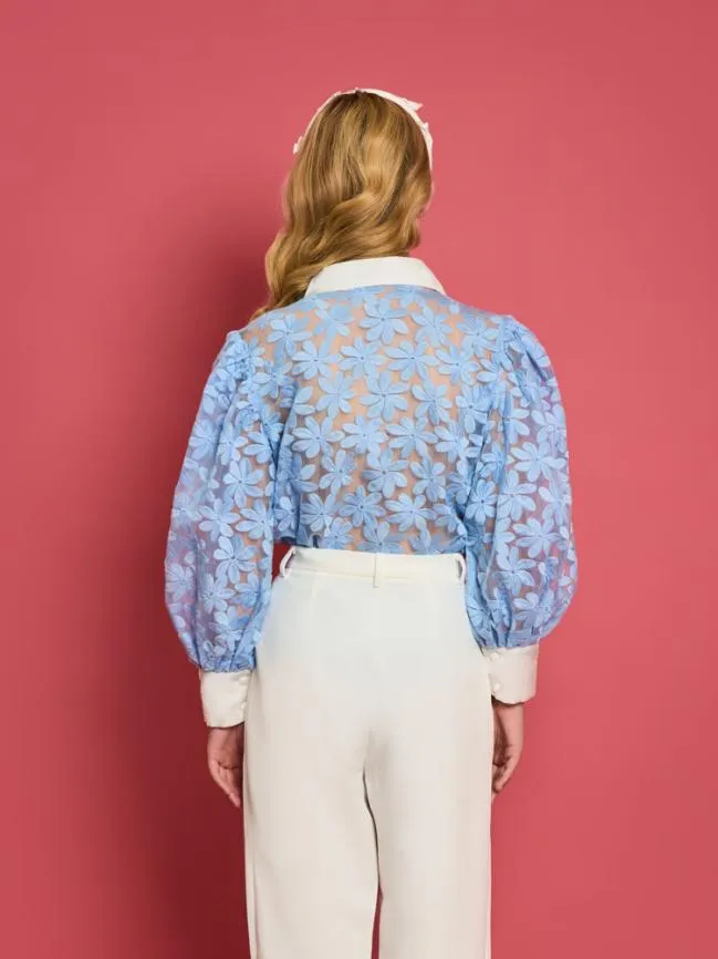 Womenswear DREAM Sky Lily Embroidered Blouse Placid Blue Sister Jane Womenswear DREAM Sky Lily Embroidered Blouse Placid Blue Sister Jane