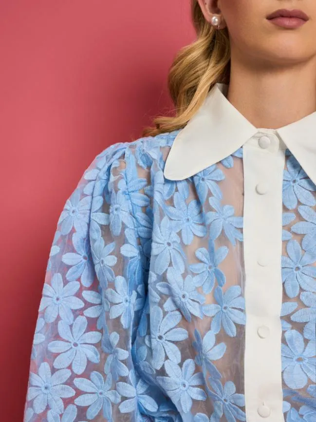 Womenswear DREAM Sky Lily Embroidered Blouse Placid Blue Sister Jane Womenswear DREAM Sky Lily Embroidered Blouse Placid Blue Sister Jane