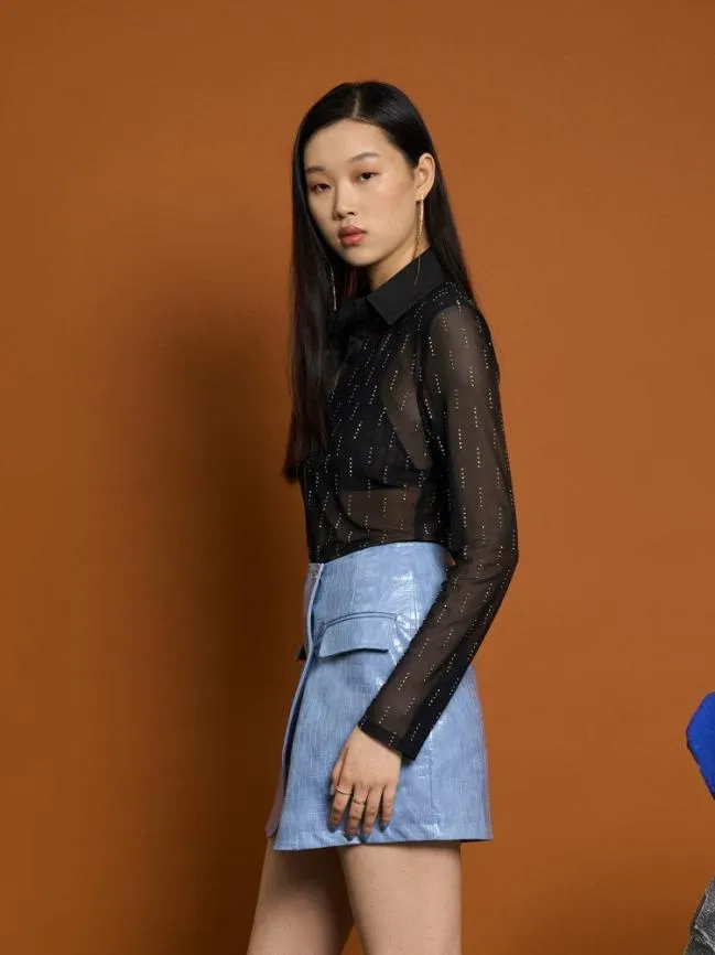 Womenswear Ghospell Bodhi Mesh Shirt Black Ink Sister Jane Womenswear Ghospell Bodhi Mesh Shirt Black Ink Sister Jane