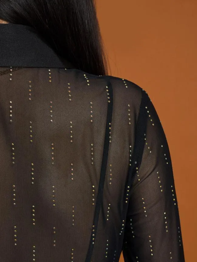 Womenswear Ghospell Bodhi Mesh Shirt Black Ink Sister Jane Womenswear Ghospell Bodhi Mesh Shirt Black Ink Sister Jane